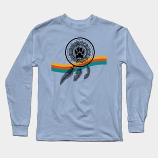 Dream Catcher Wolf Paw Rainbow Long Sleeve T-Shirt